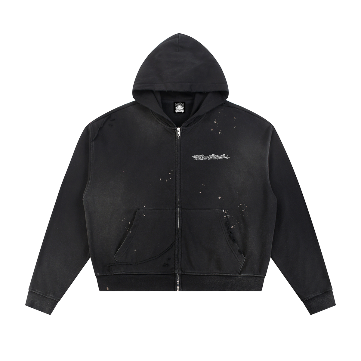 FRAYED RAW ZIP