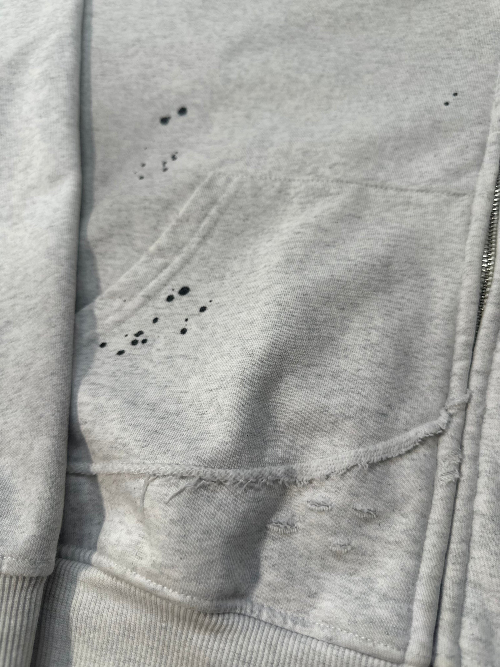 FRAYED RAW ZIP