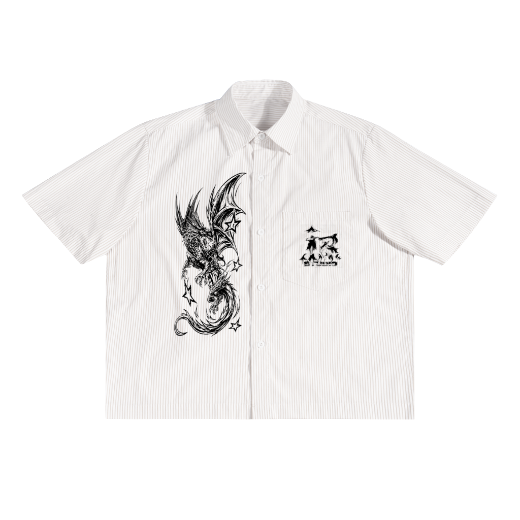 dragon white Stripe Boxy Shirt