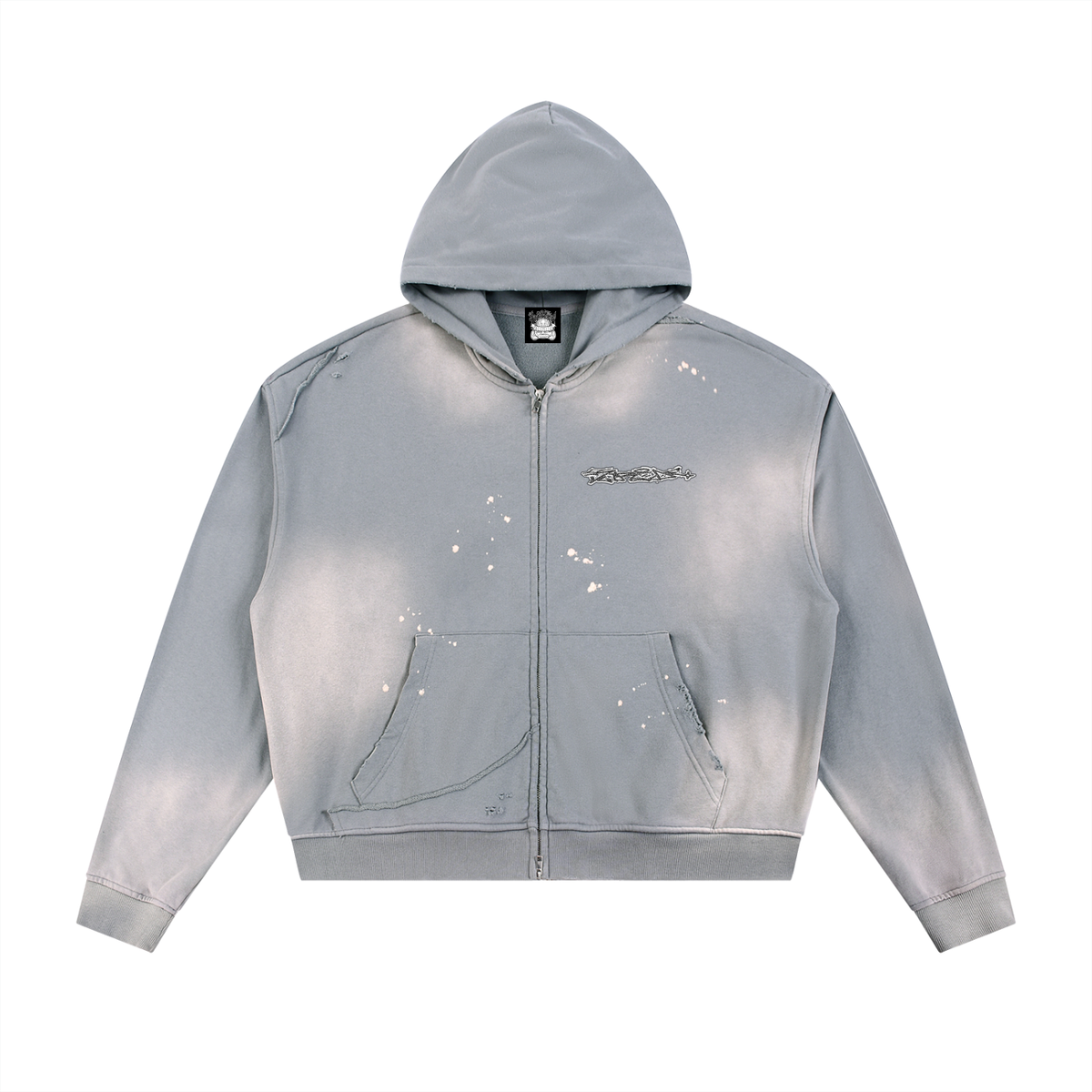 FRAYED RAW ZIP